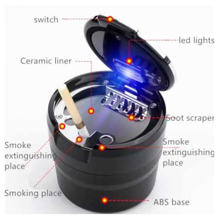 Car Ashtray with LED Blue Light