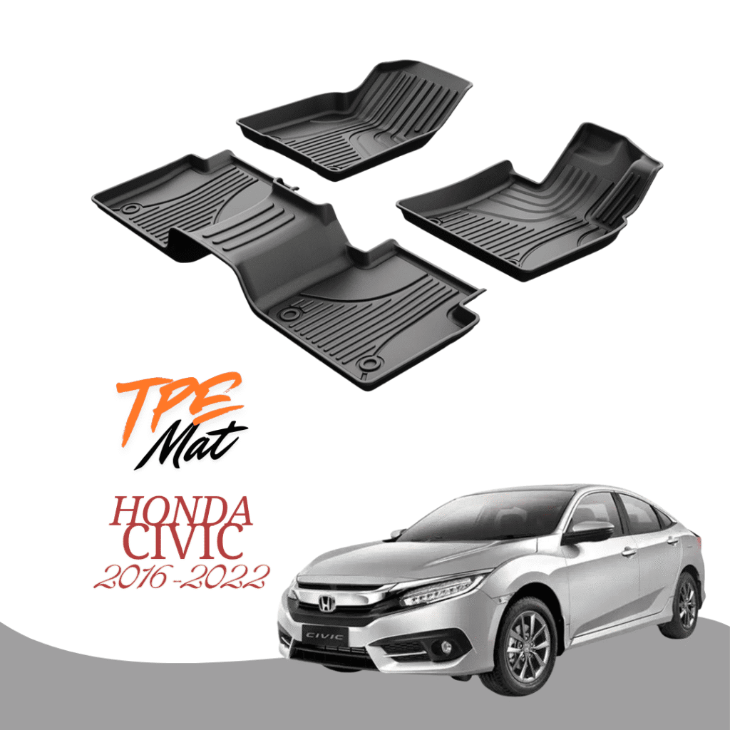 Honda Civic 2016-2022 TPE floor mat set – front and rear view