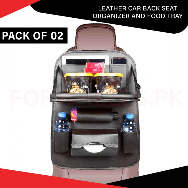 Leather Car Back Seat Organizer with Food Tray