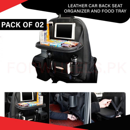 Leather Car Back Seat Organizer with Food Tray