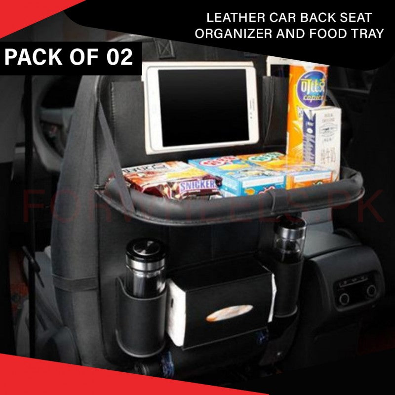 Leather Car Back Seat Organizer with Food Tray