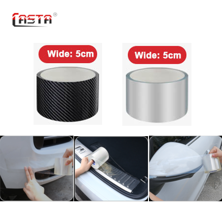 Nano Carbon Fiber Car Protection Tape – 5cm Wide (Black / Transparent)
